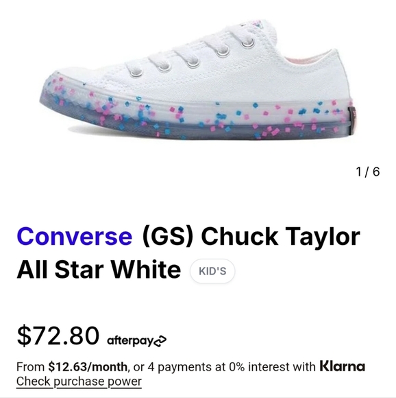 🎉Converse CONFETTI 🎉 GIRLS White Sneakers with Colorful CONFETTI SZ 1 - Picture 9 of 9